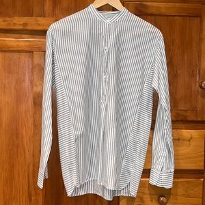 Vince Long Sleeve Black and White Cotton Pullover Blouse